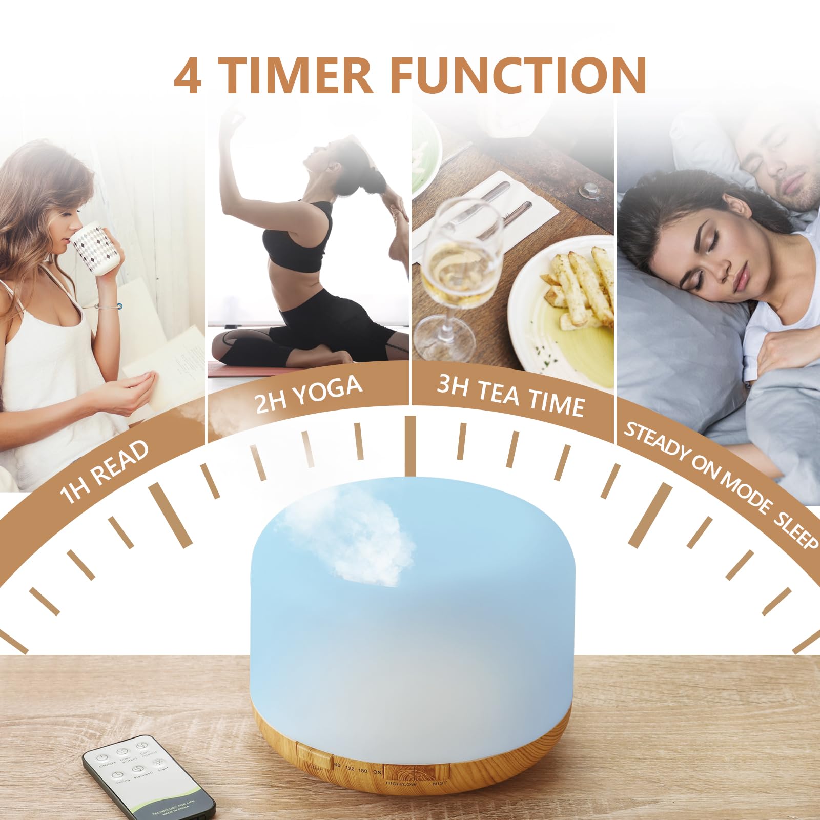 SACATR diffuser quiet operation showcases whisper-quiet performance for restful spaces.