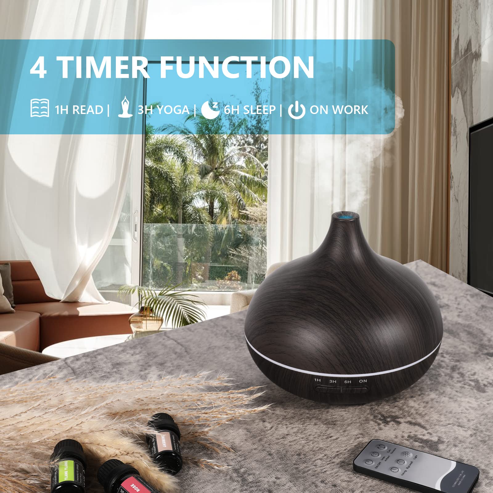 SACATR 550ml diffuser water tank supports extended diffusion sessions.