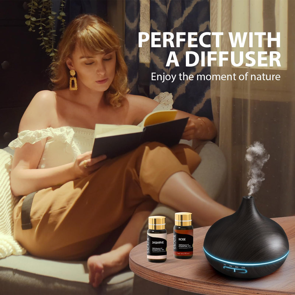 SACATR Peppermint oil bottle for refreshing diffusers and massage blends.