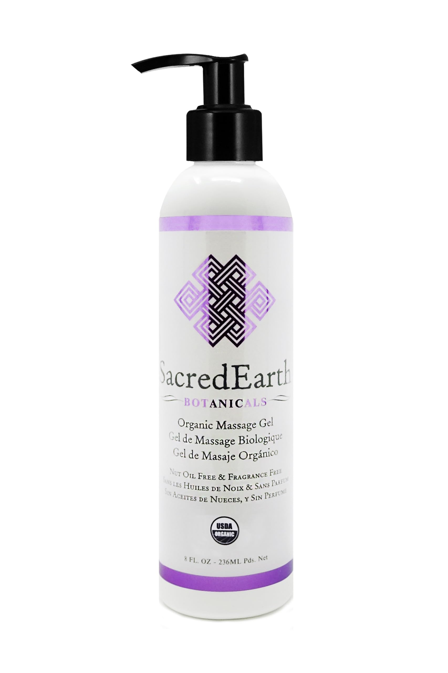 Sacred Earth Botanicals Organic Massage Gel bottle for smooth glide and easy blending with essential oils.