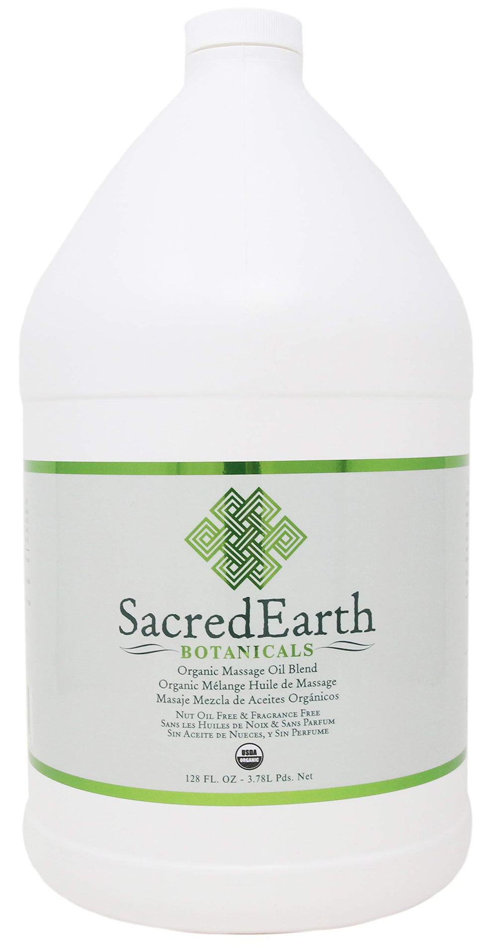 Sacred Earth Botanicals Organic Massage Oil 1 Gal unscented bottle for sensitive clients