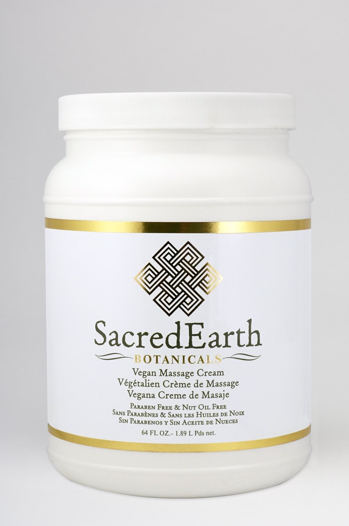 Sacred Earth Botanicals unscented massage cream image showing a water-dispersible, glide-friendly texture for full-body massage