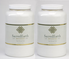 Sacred Earth Botanicals vegan massage cream unscented with strong grip and glide for full body massage