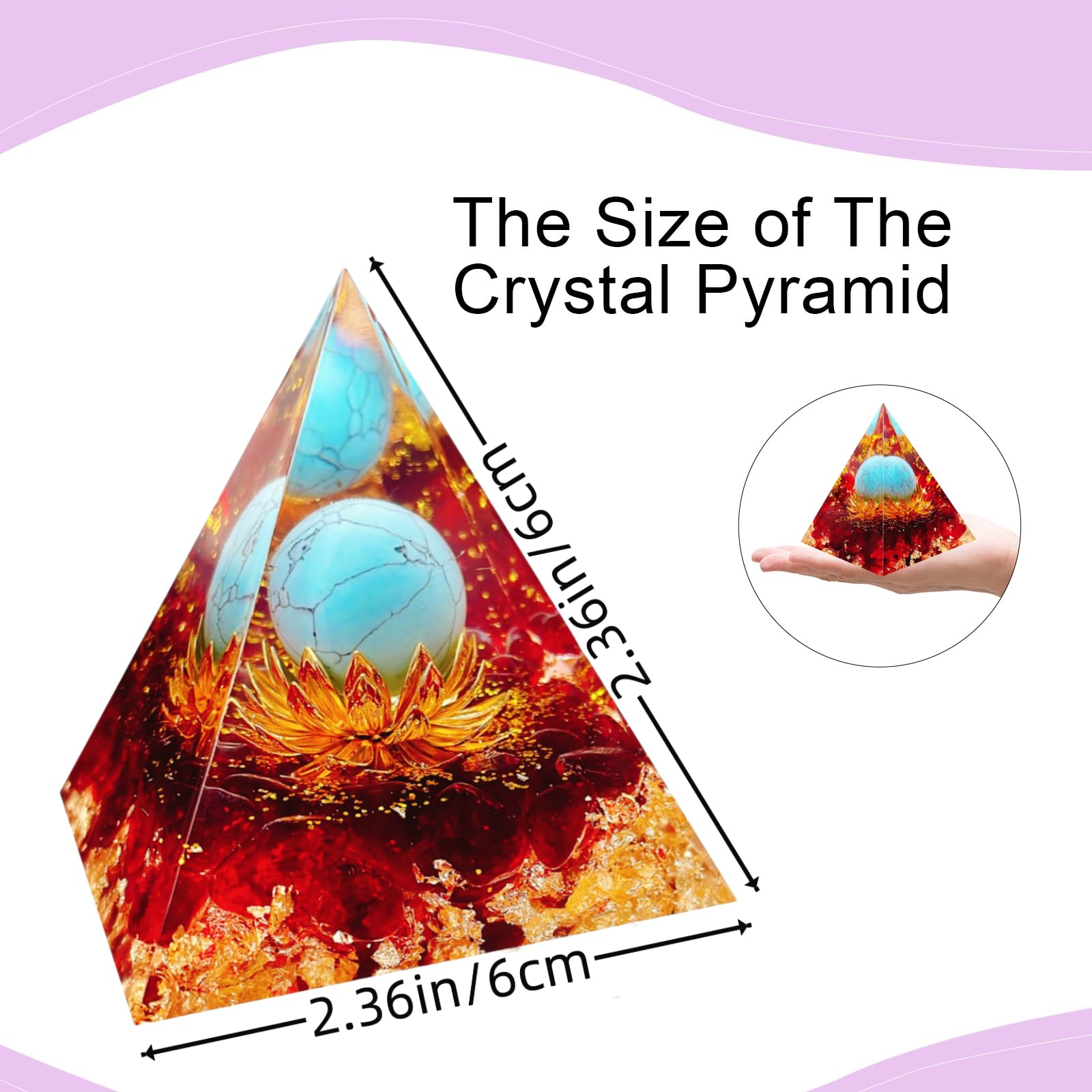 Saefheled orgonite pyramid close-up reveals natural crystals and handcrafted detail for mindful ambiance