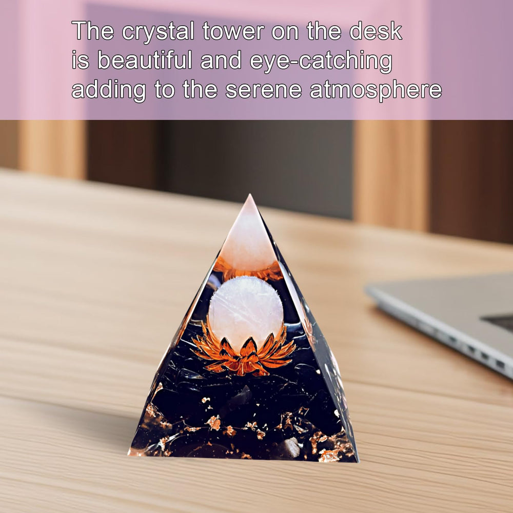 Saefheled handmade crystal pyramid with natural stones and unique clarity