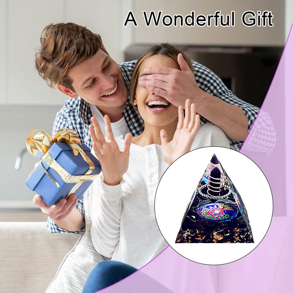 Saefheled orgonite pyramid packaging box showcases gift-ready energy