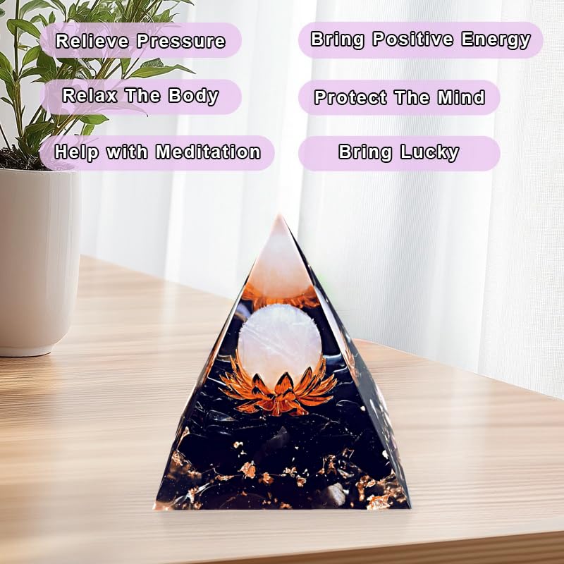 Saefheled pink crystal pyramid aids chakra balance and mindful breathing