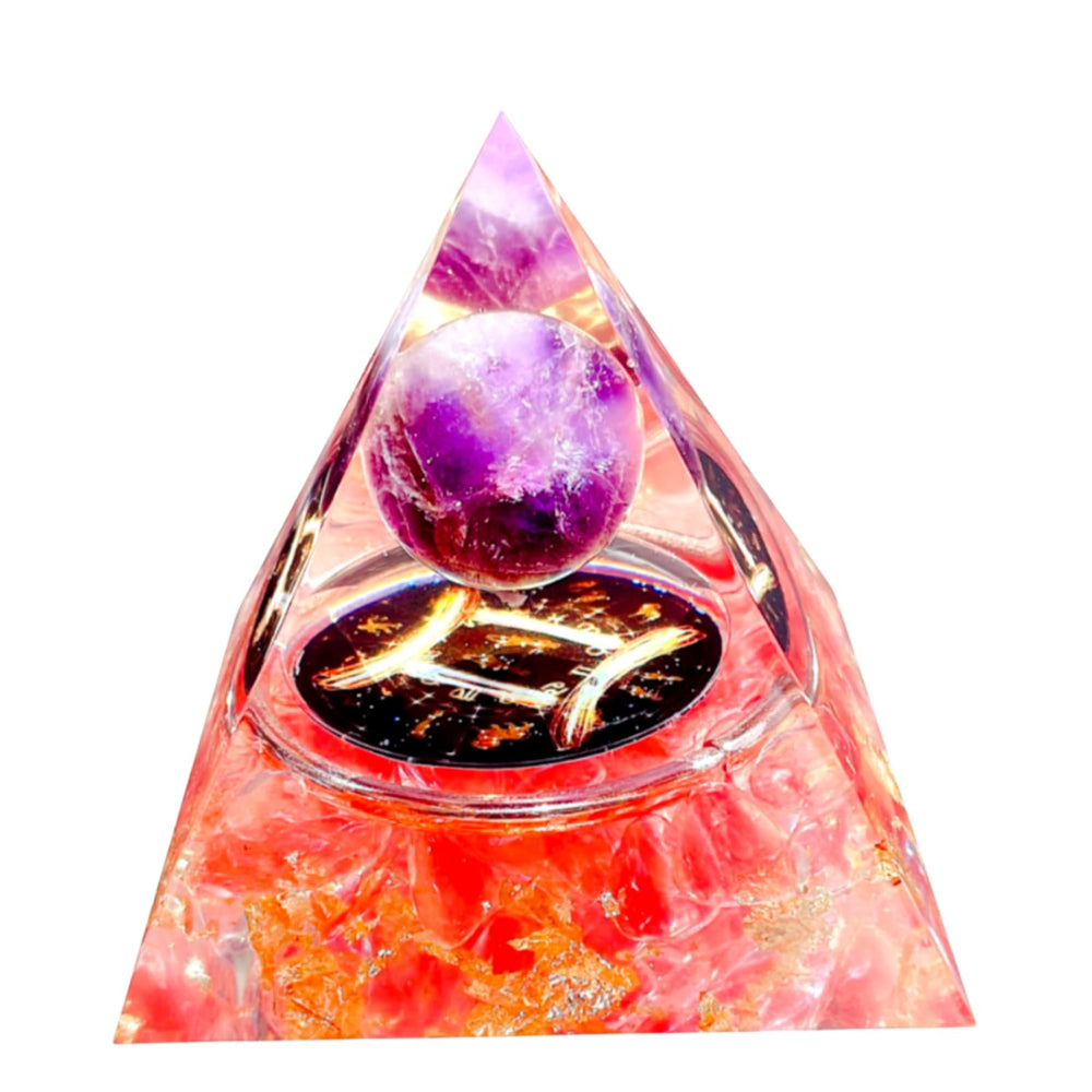 Saefheled Twelve Constellations Gemini Orgone Pyramid setup for meditation and energy focus.