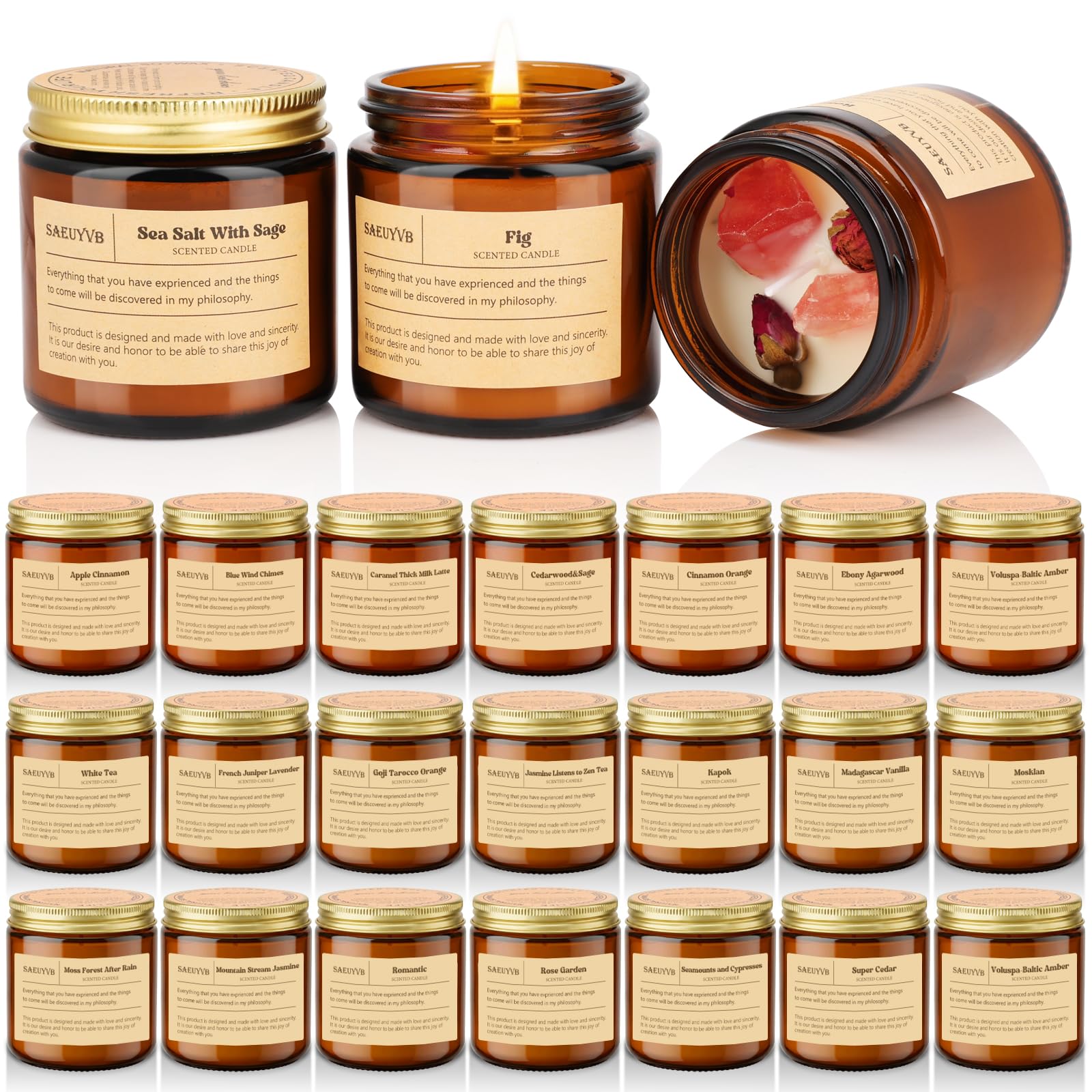 SAEUYVB 24-pack scented candles packaging, ideal for gifting and showcasing premium design.