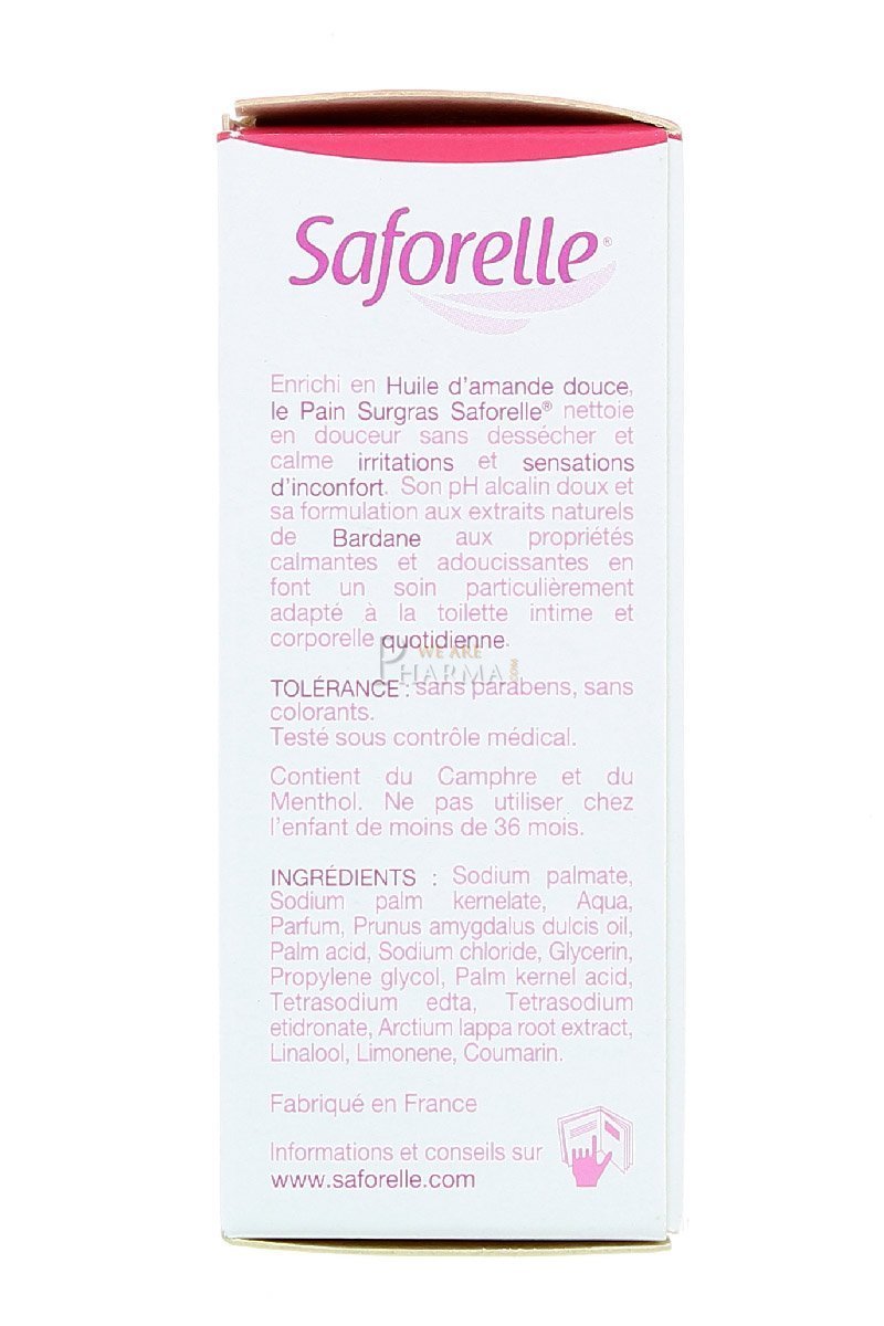 Saforelle Lipid-Enriched Bar Cleanser used daily for soothing and softening after shower.