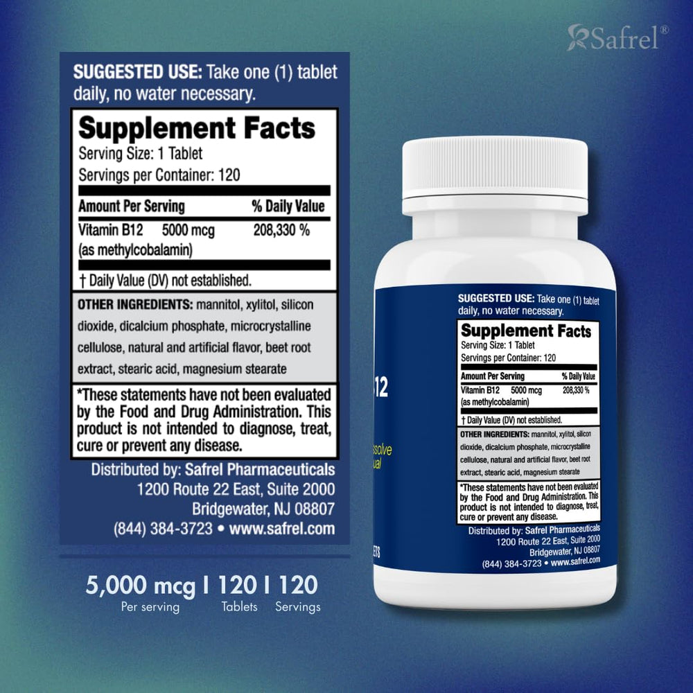 Safrel B12 made in USA ensures consistent potency and quality.