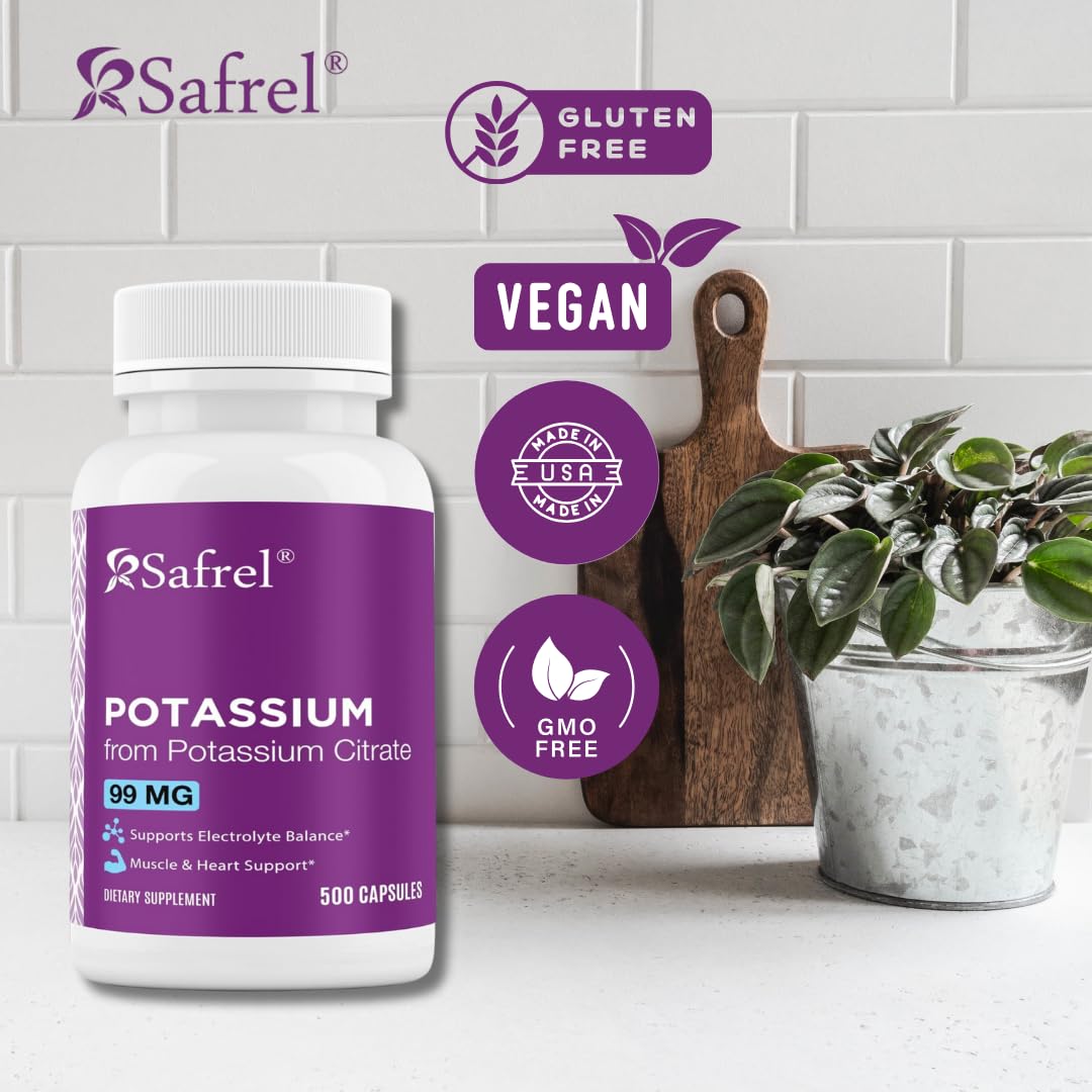 Safrel Potassium Cirate label detail highlighting vegan and non-GMO attributes