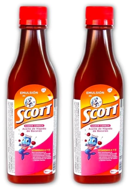 Saga Good Things cherry emulsion bottle showing label with vitamins A and D.