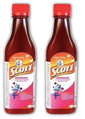Saga Good Things cherry emulsion bottle showing label with vitamins A and D.