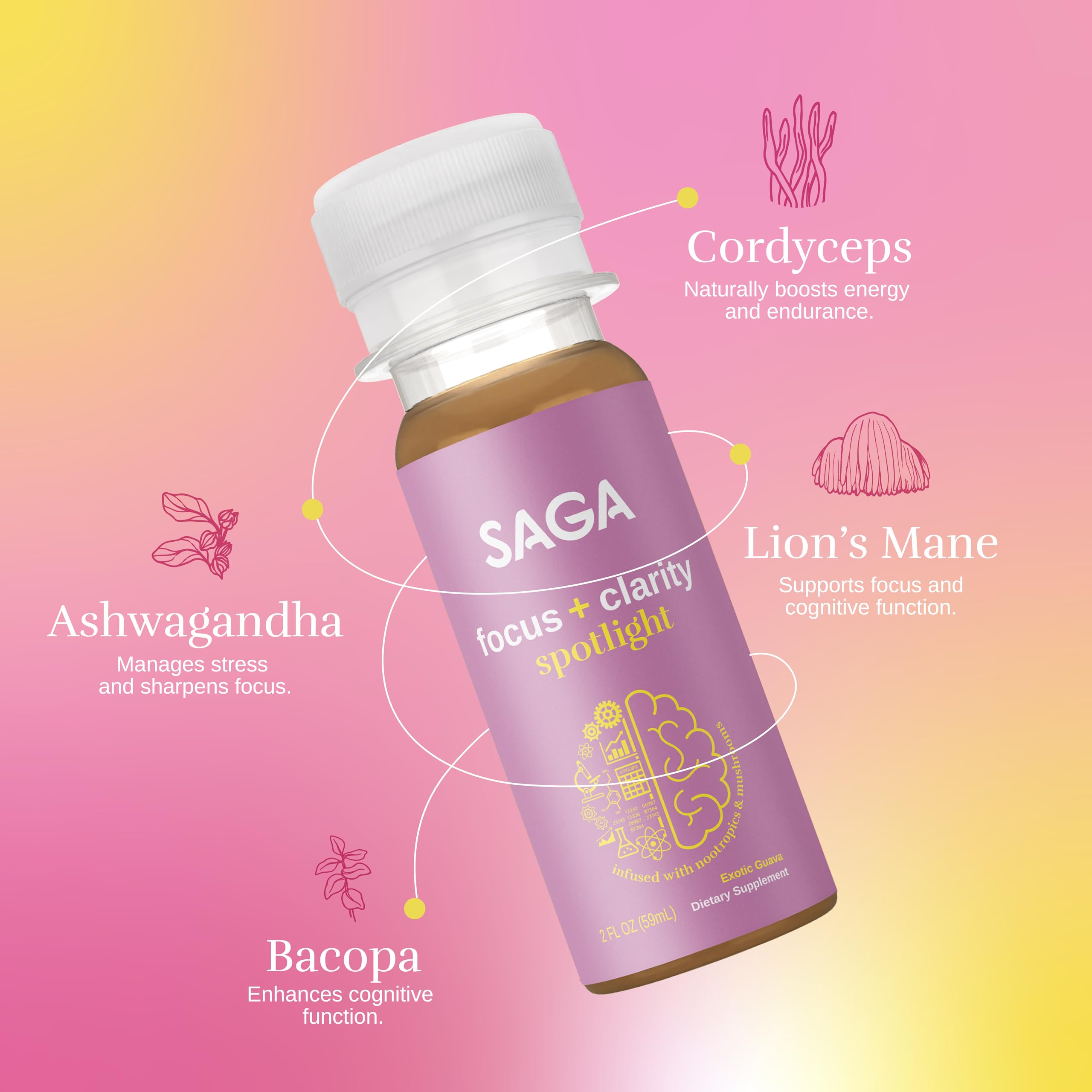 SAGA Spotlight on-the-go 2oz pack ideal for travel and quick focus.