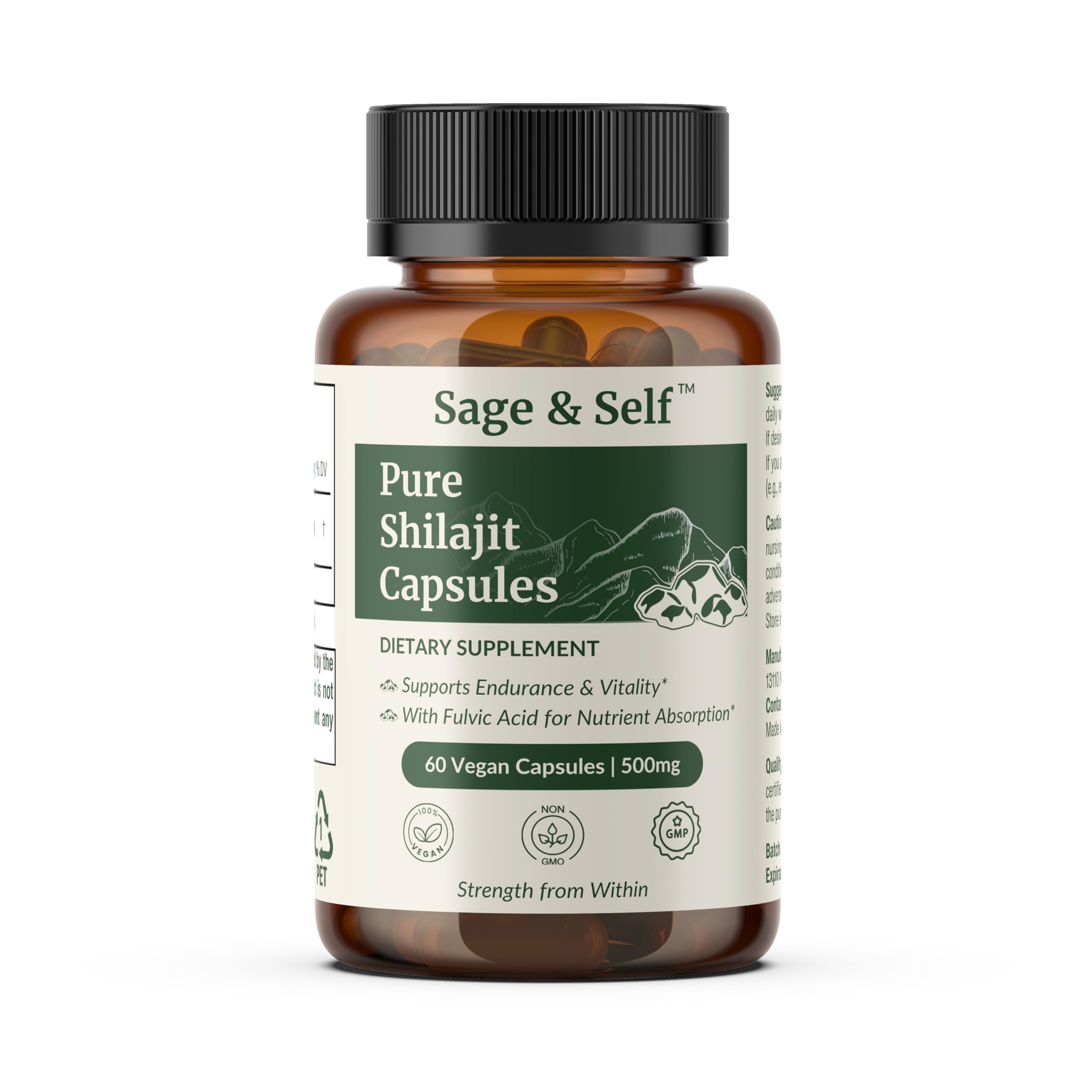 Sage & Self Pure Shilajit capsules bottle for daily wellness ritual