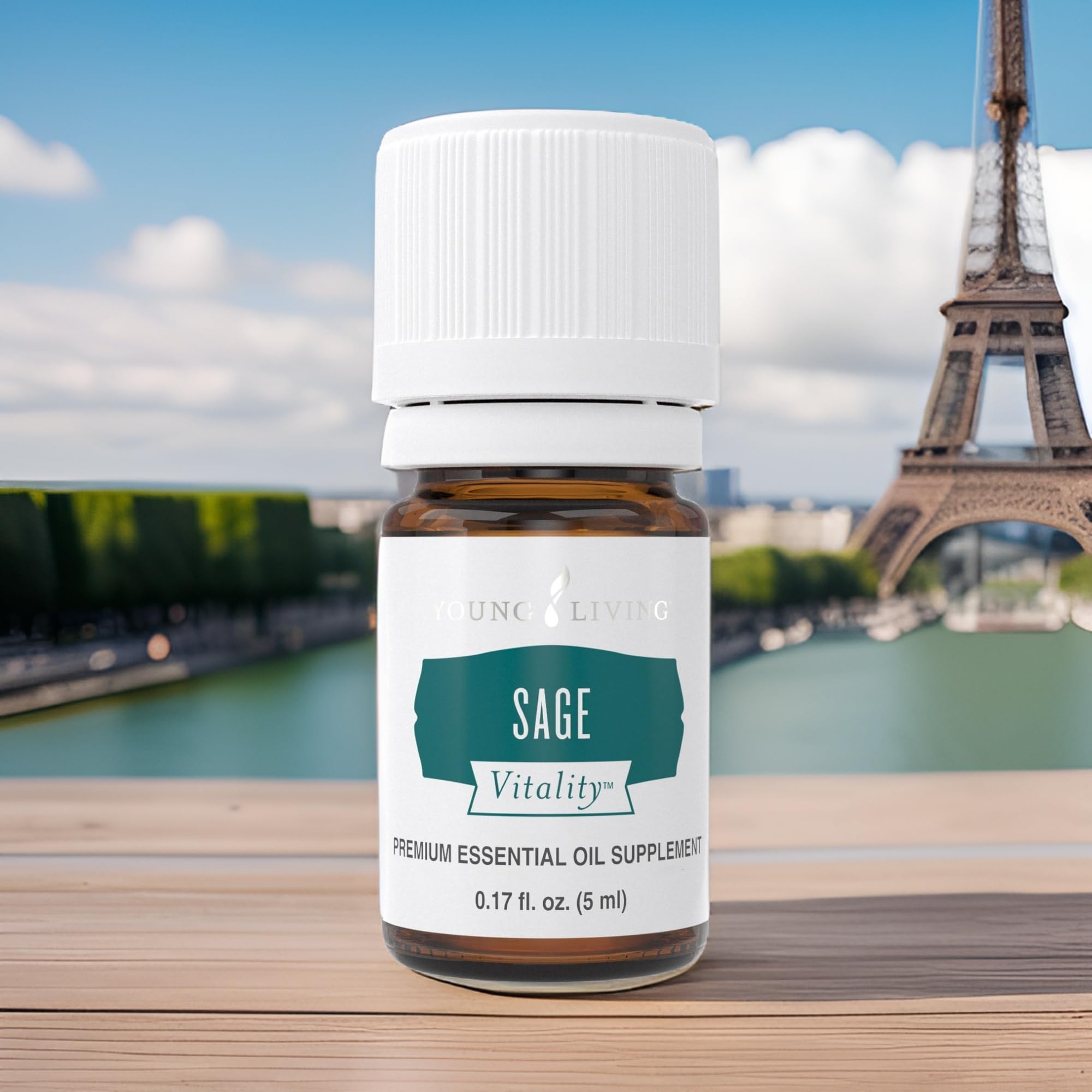 Young Living Sage Vitality aroma fills the room via diffuser for refreshing ambiance.