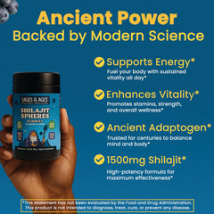 Sages Of The Ages Shilajit Gummies two chews serving demonstrates easy daily use.