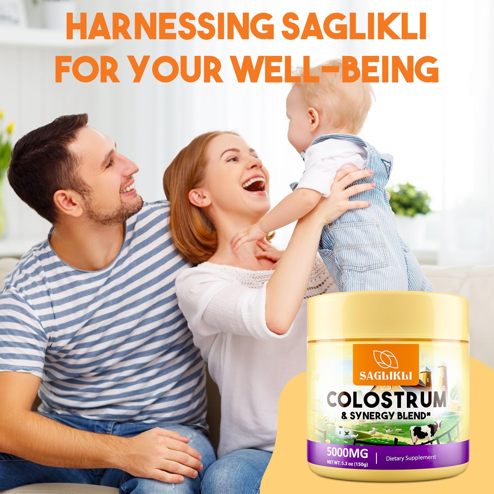 Saglikli Colostrum Powder kitchen scene in everyday wellness setup.