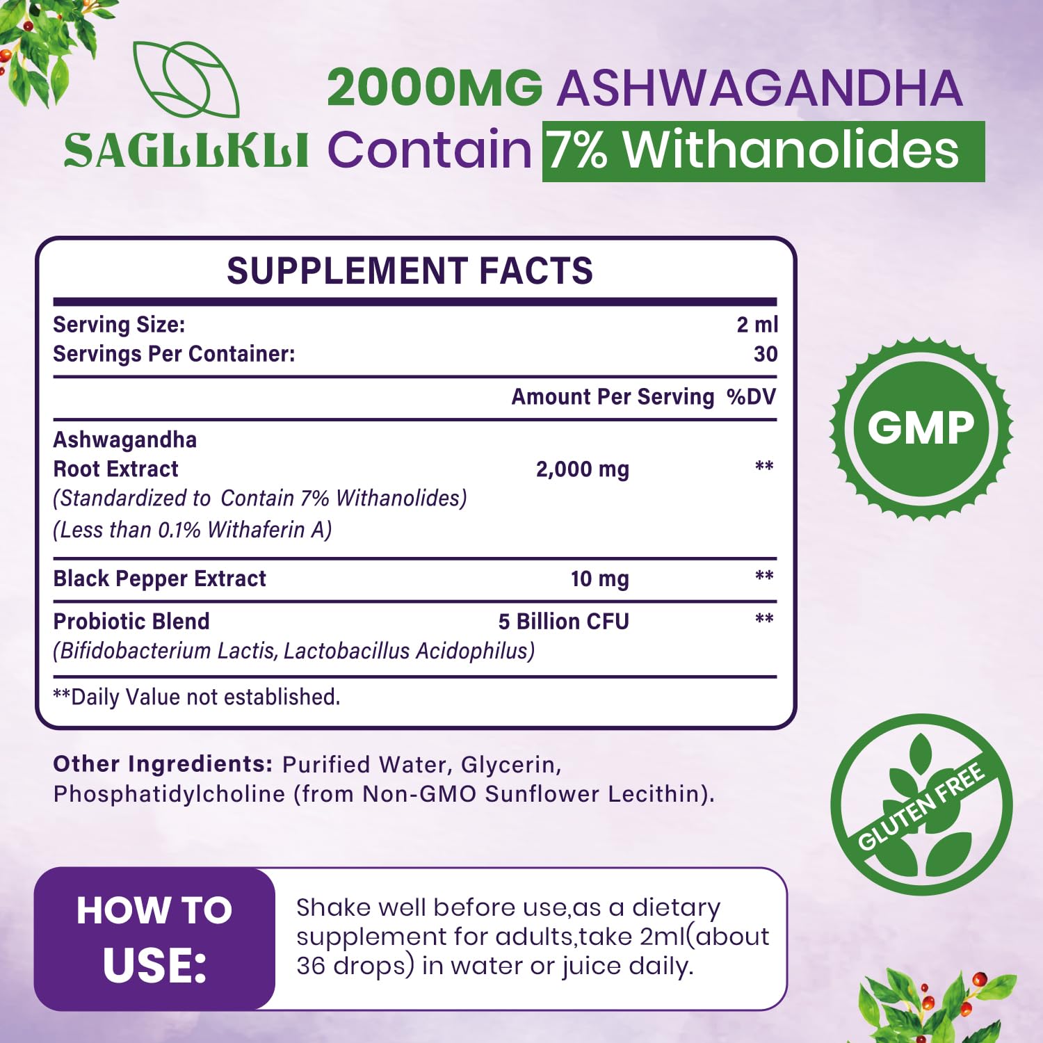 Sagllkli ashwagandha drops dose cup for consistent measurement