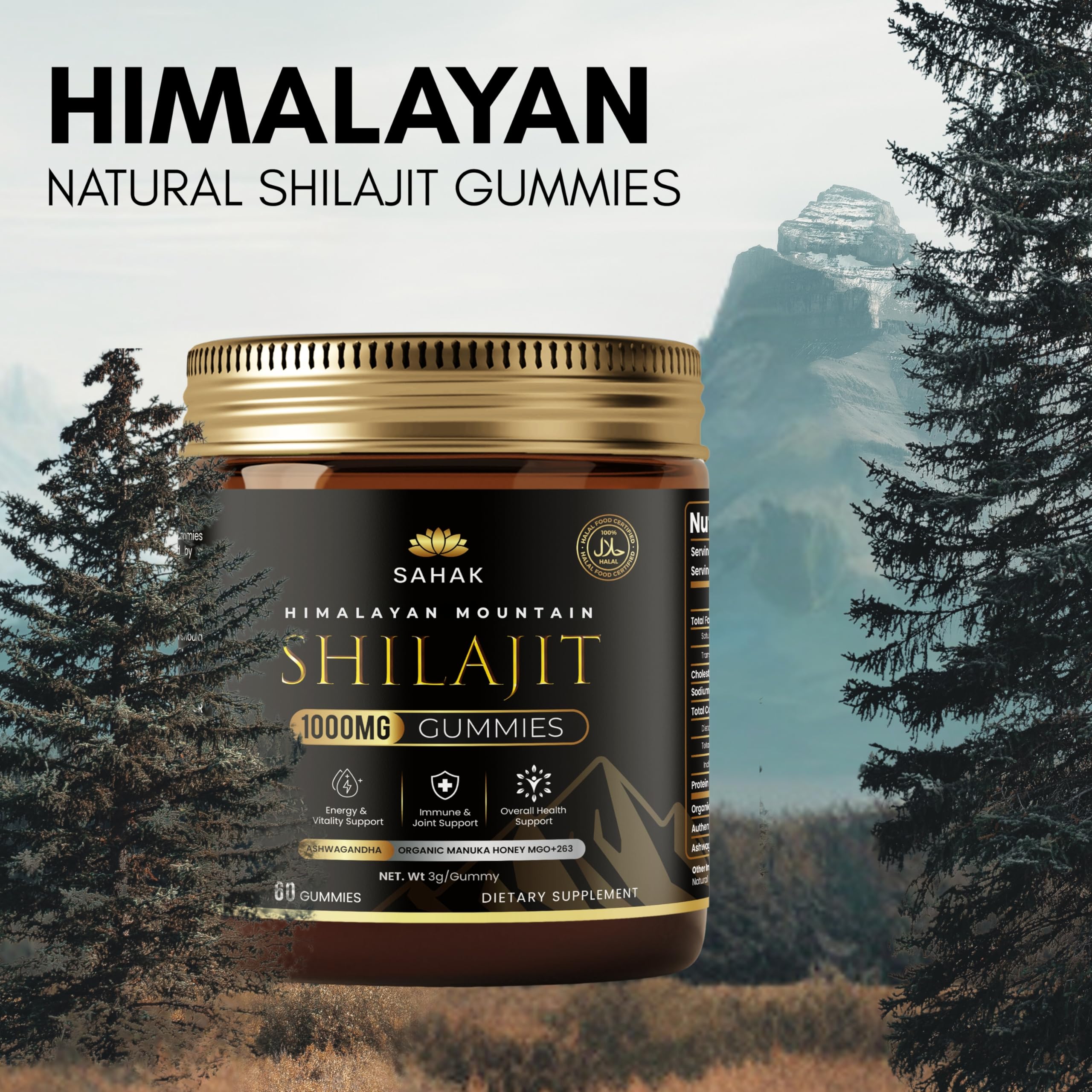 SAHAK Shilajit Gummies daily-use jar for wellness routines.
