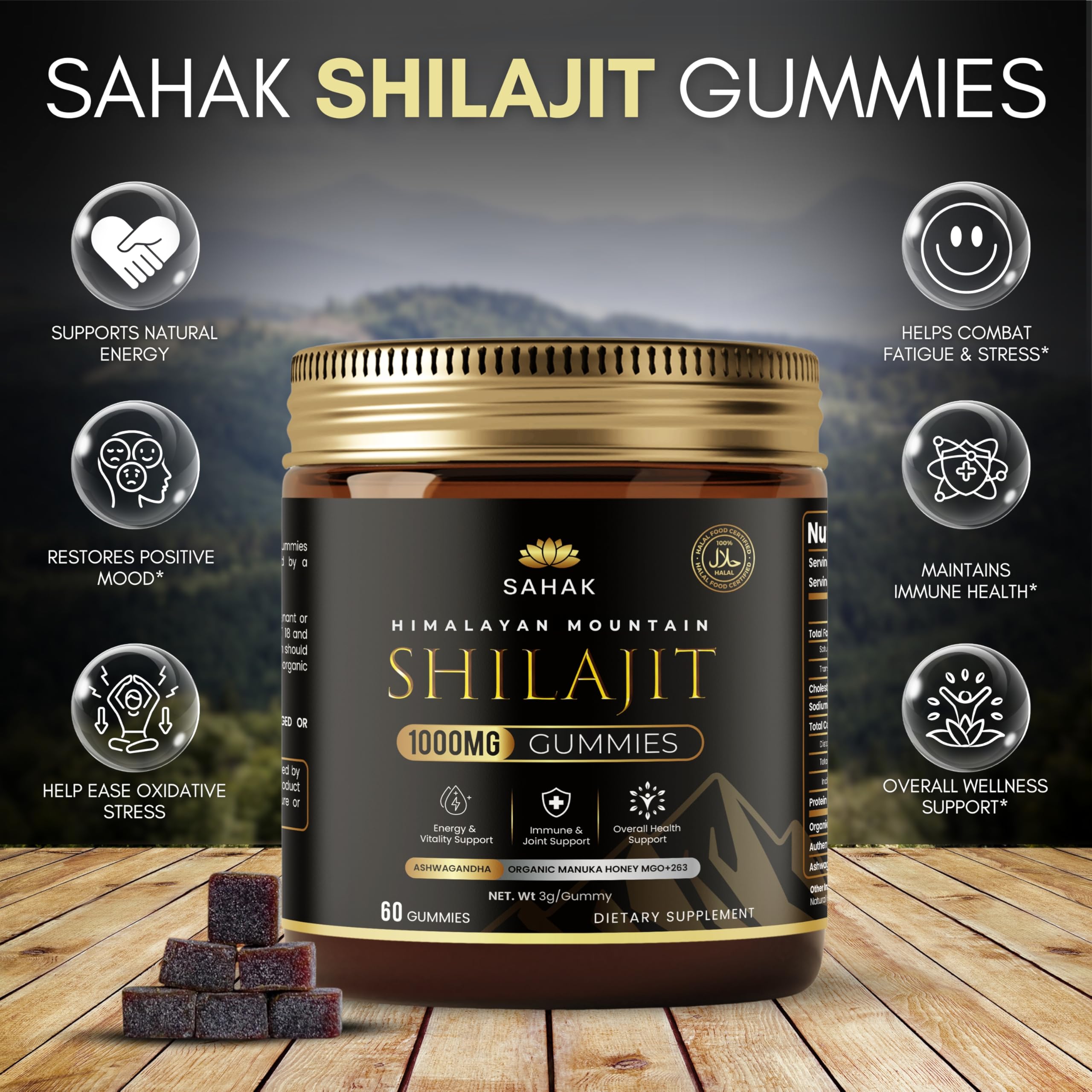 SAHAK Shilajit Gummies sugar-free energy without bitterness.