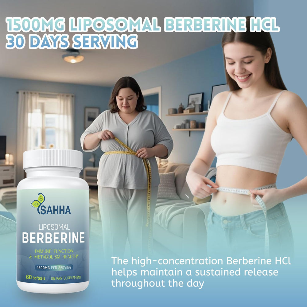 Sahha Liposomal Berberine 1500mg bottle back label showing ingredients and quality