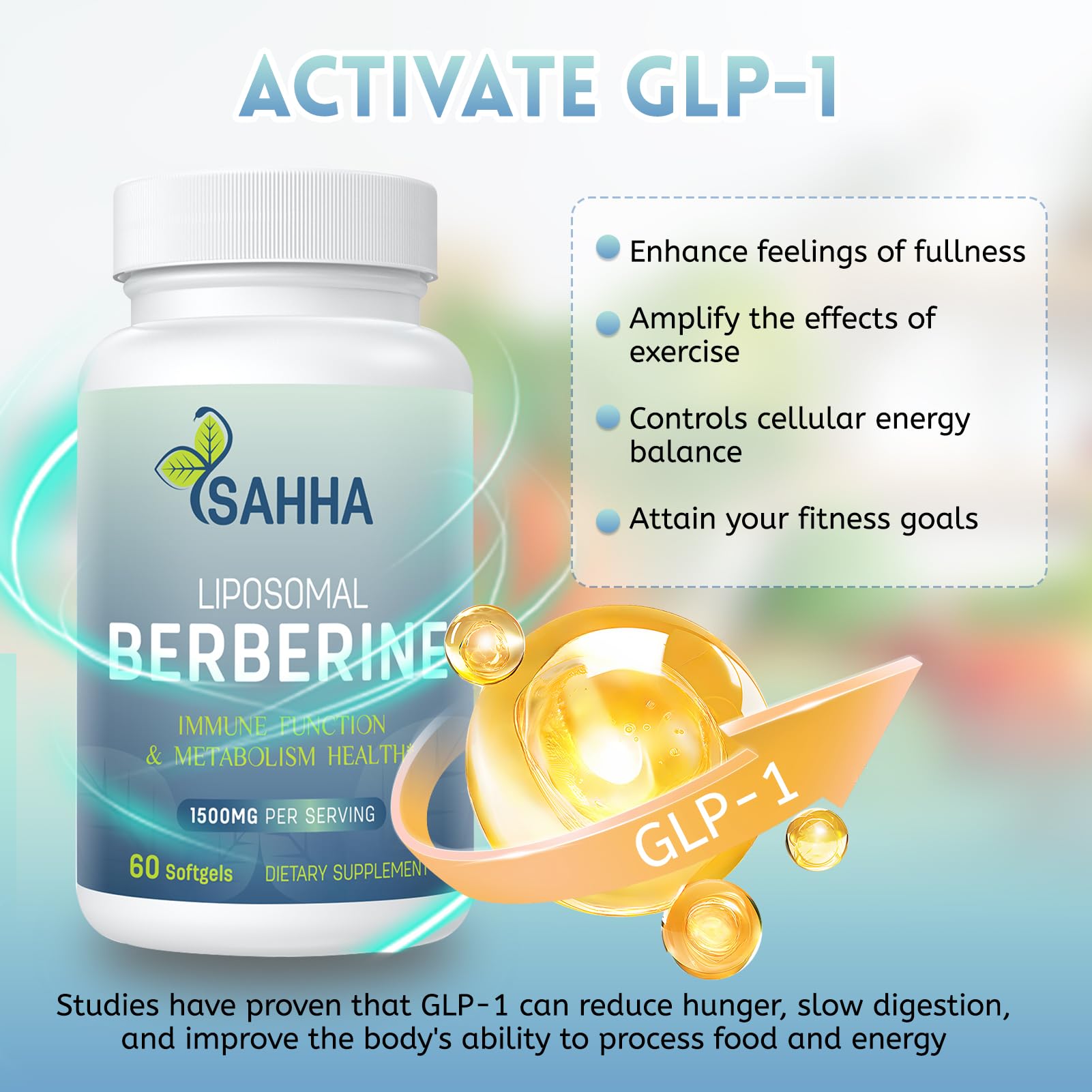 Sahha Liposomal Berberine 1500mg capsules in blister for daily use