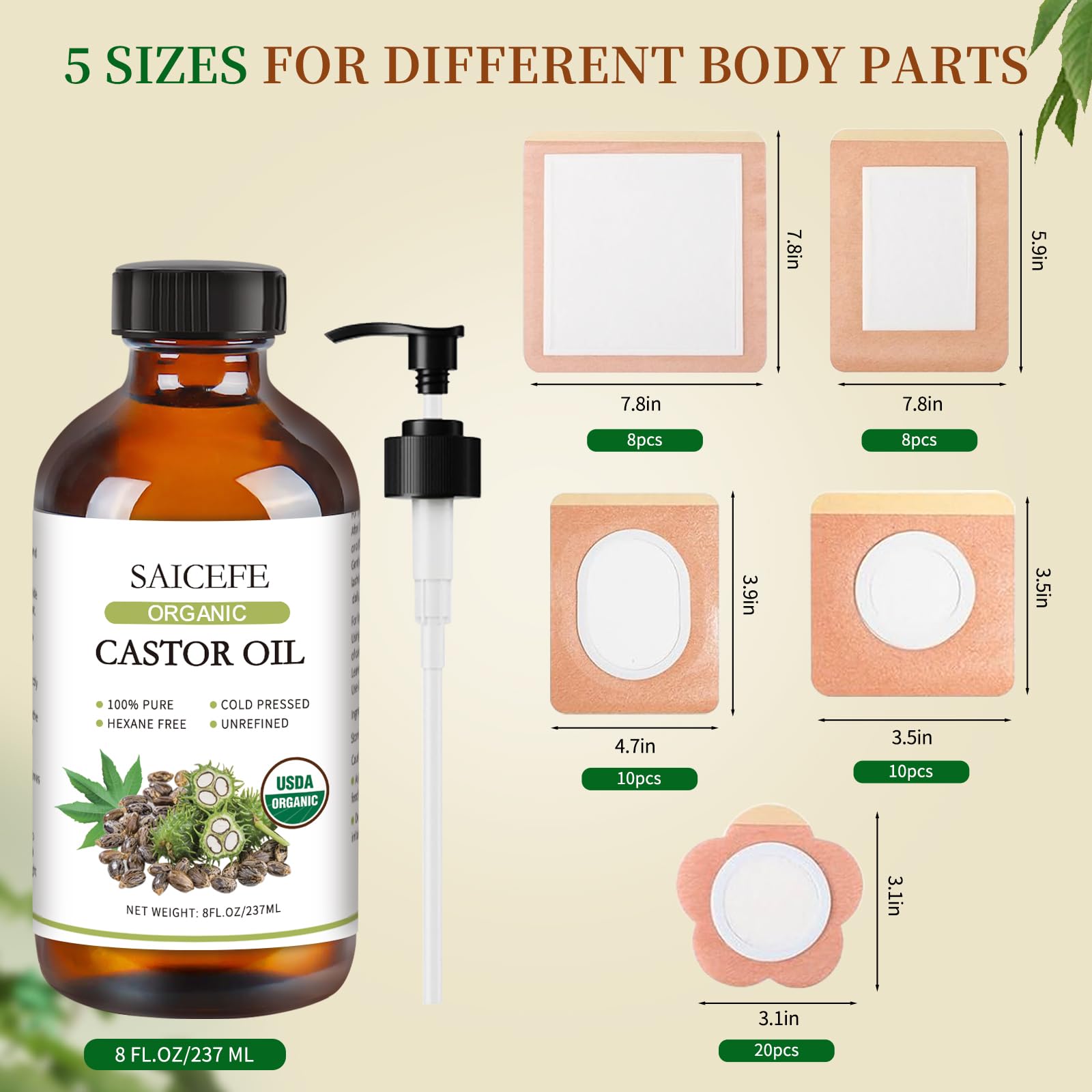 Saicefe complete castor oil pack set offers a mess-free application experience.