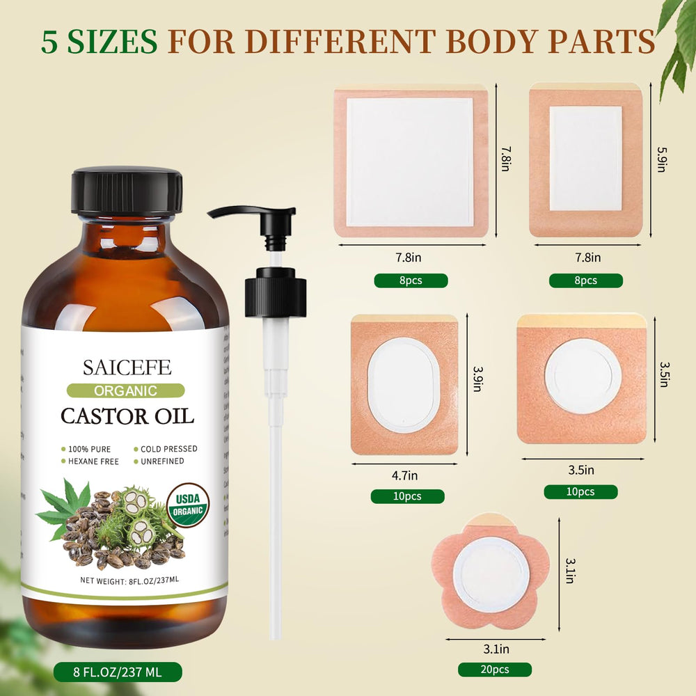 Saicefe complete castor oil pack set offers a mess-free application experience.
