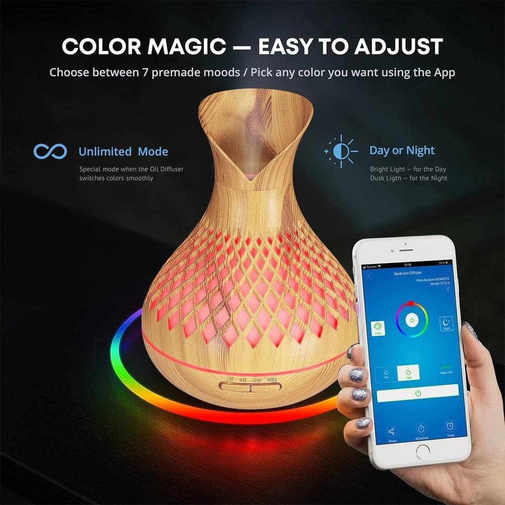 SAIHGUUI diffuser compatible with Alexa and Google Home for voice control.