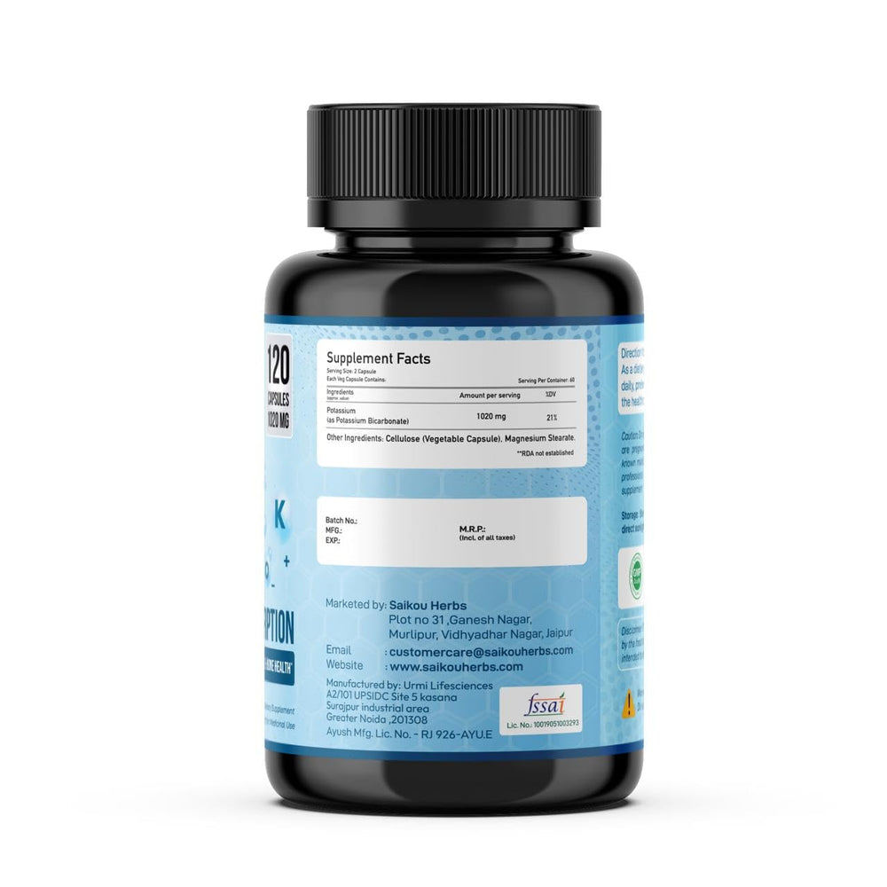 SAIKOU HERBS potassium in a glass of water for easy daily intake