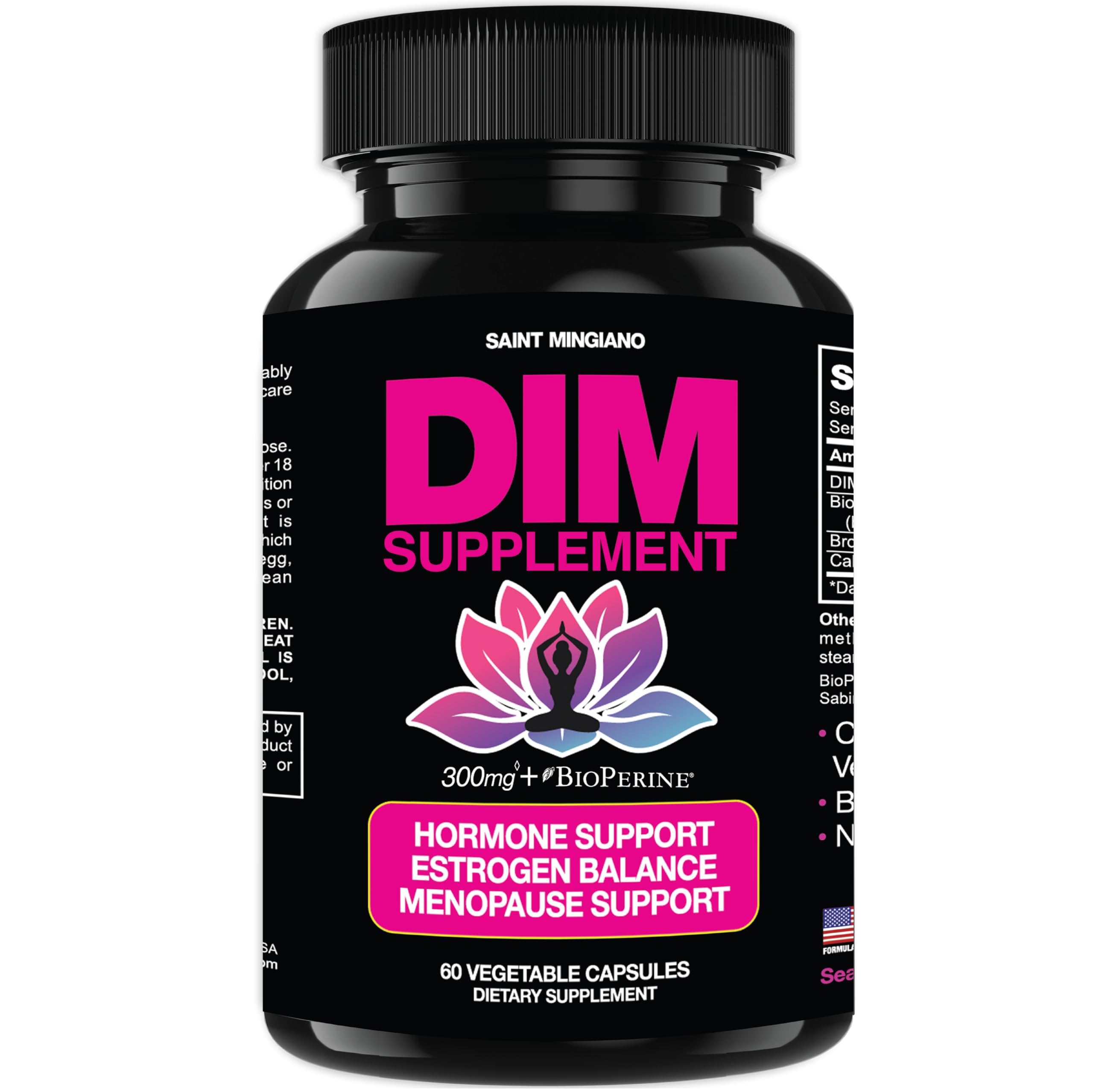 Saint Mingiano DIM 300 bottle-front supports daily hormonal balance and easy capsule use.