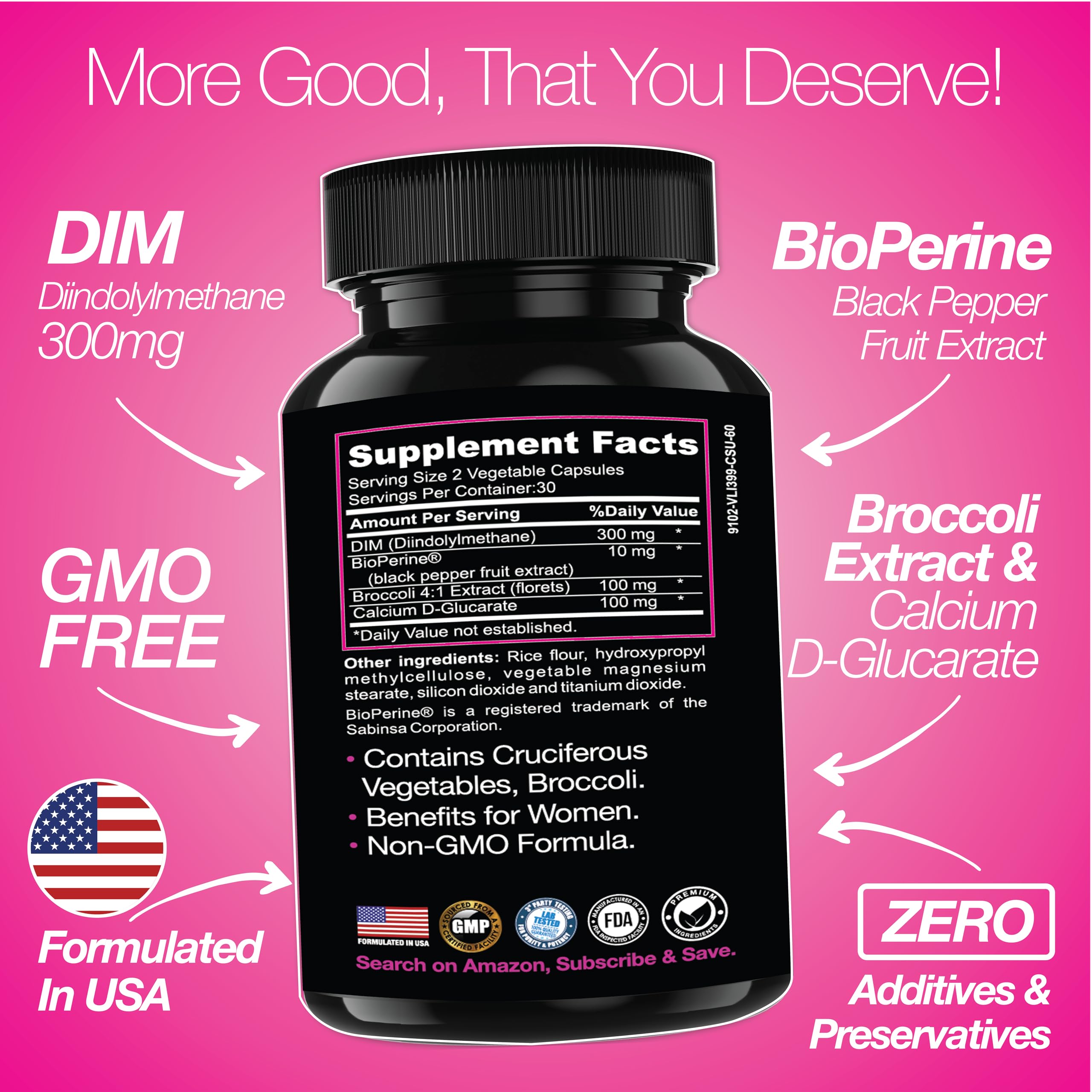 Saint Mingiano DIM 300 capsules closeup for easy daily supplementation.