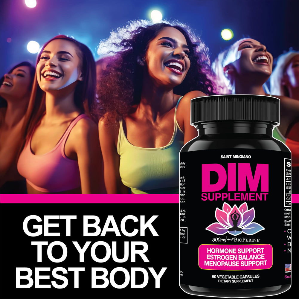 Saint Mingiano DIM 300 cruciferous-derived formula supports estrogen metabolism.