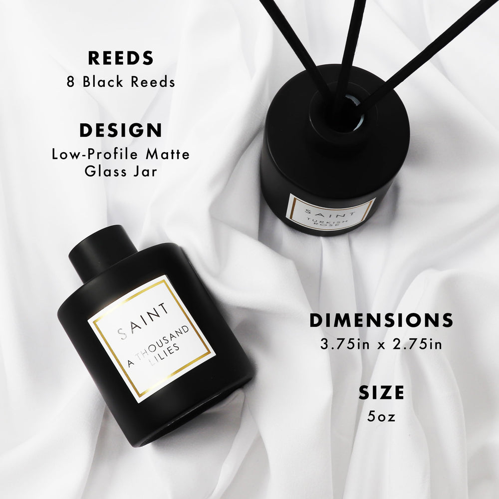 SAINT white musk and lilies offer a soft, luxurious finish.