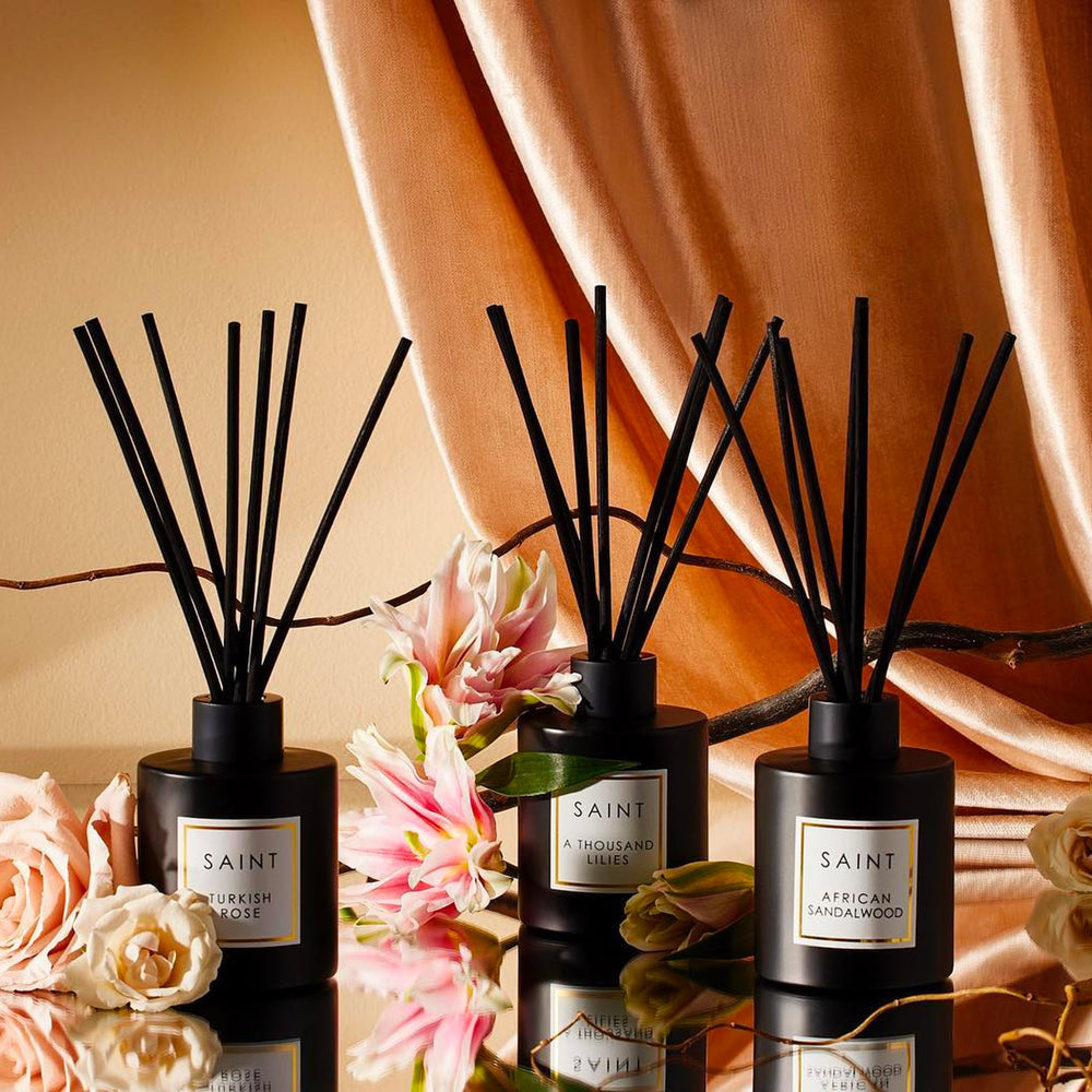 SAINT diffuser reeds release fragrance for steady diffusion.