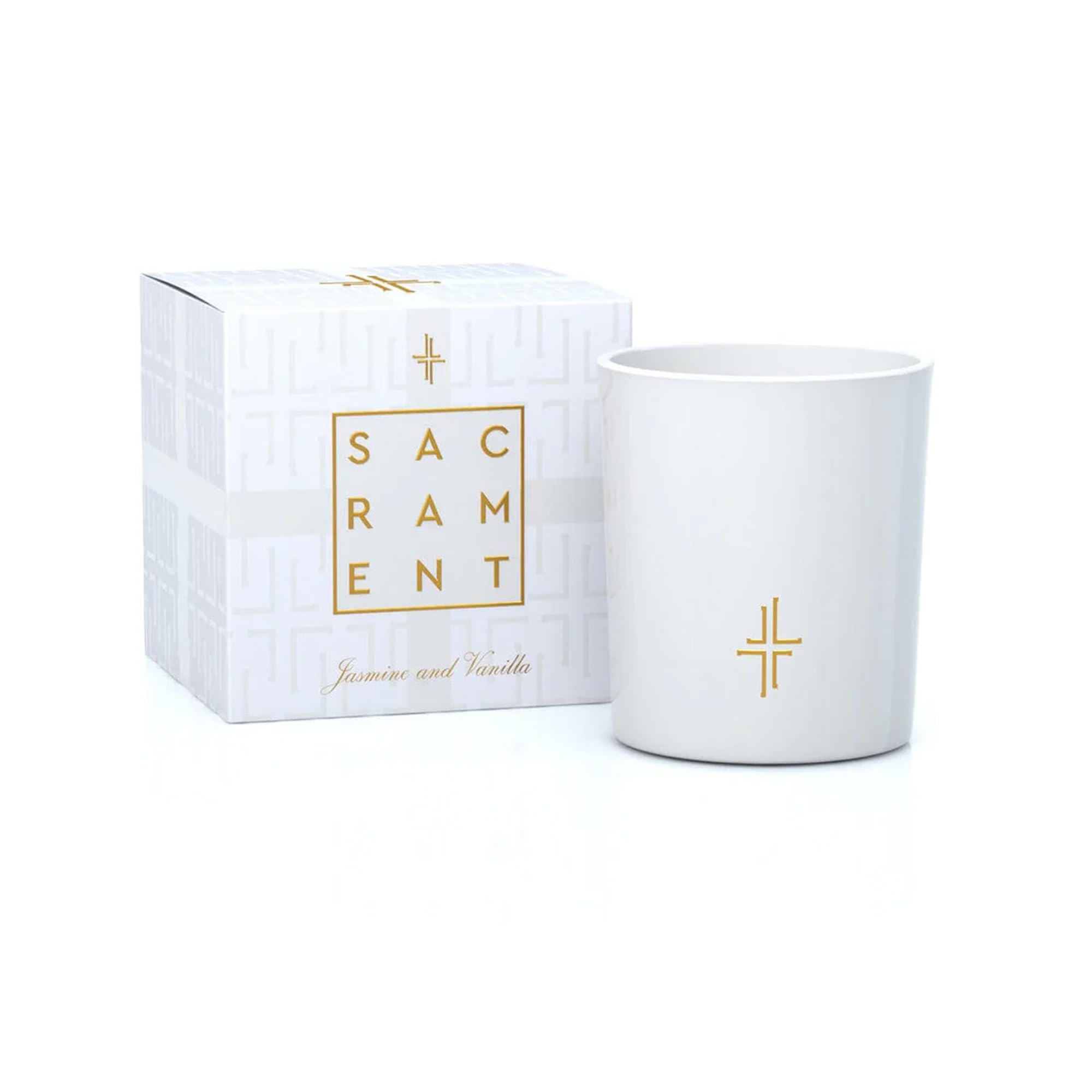 Saint X Ali Landry Sacrament Candle with cross detail enhances sacred decor and calm ambience