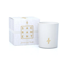 Saint X Ali Landry Sacrament Candle with cross detail enhances sacred decor and calm ambience