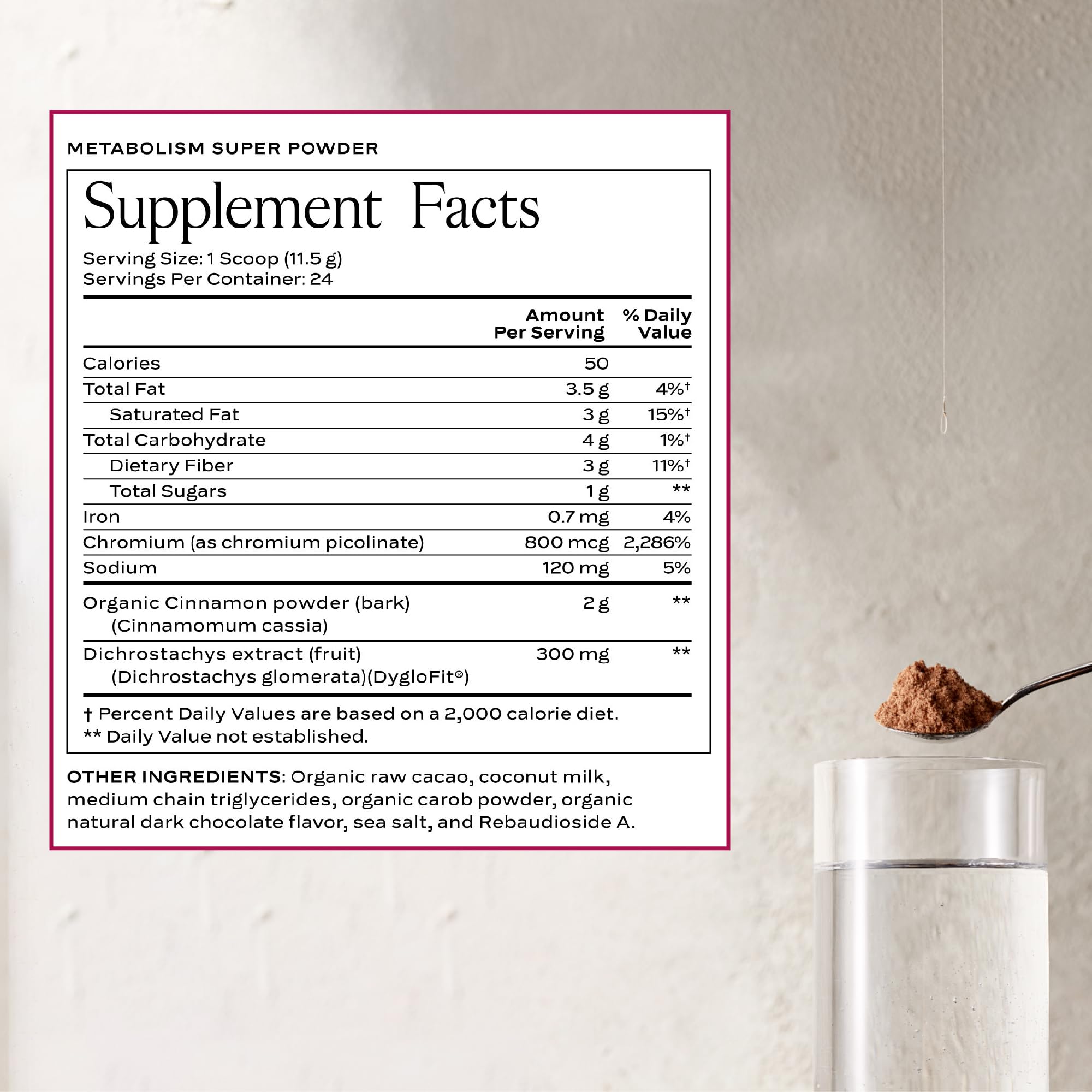 Prepared drink using Sakara Metabolism Super Powder blends easily into liquids.