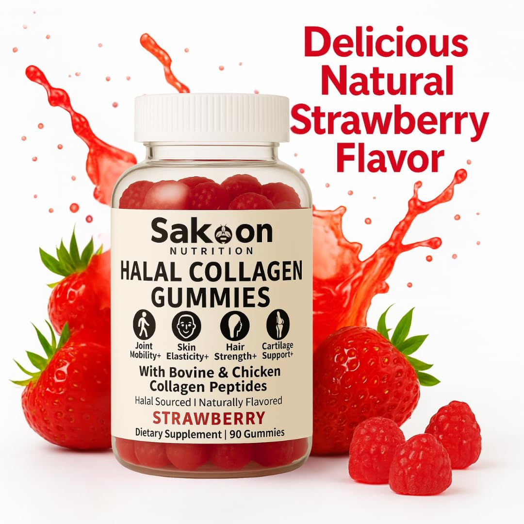 Sakoon Nutrition halal-certified gummies on USA flag background reinforces trust.