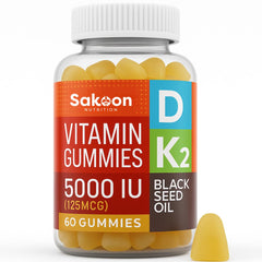 Sakoon Nutrition D3 K2 bottle with black seed oil for bone health