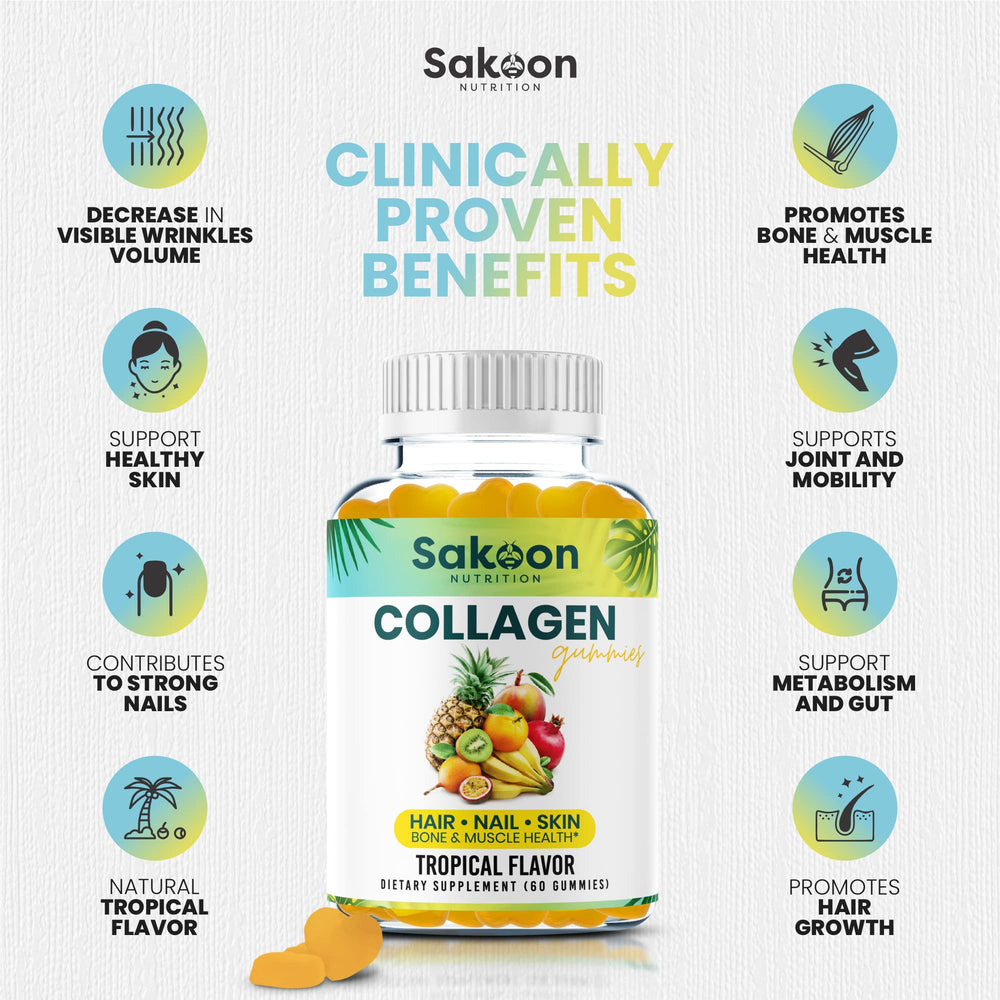 Sakoon Nutrition collagen gummies ready-to-chew, convenient for daily use.