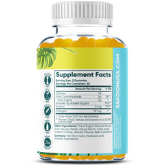 Sakoon Nutrition halal collagen gummies label showing quality ingredients and non-GMO status.