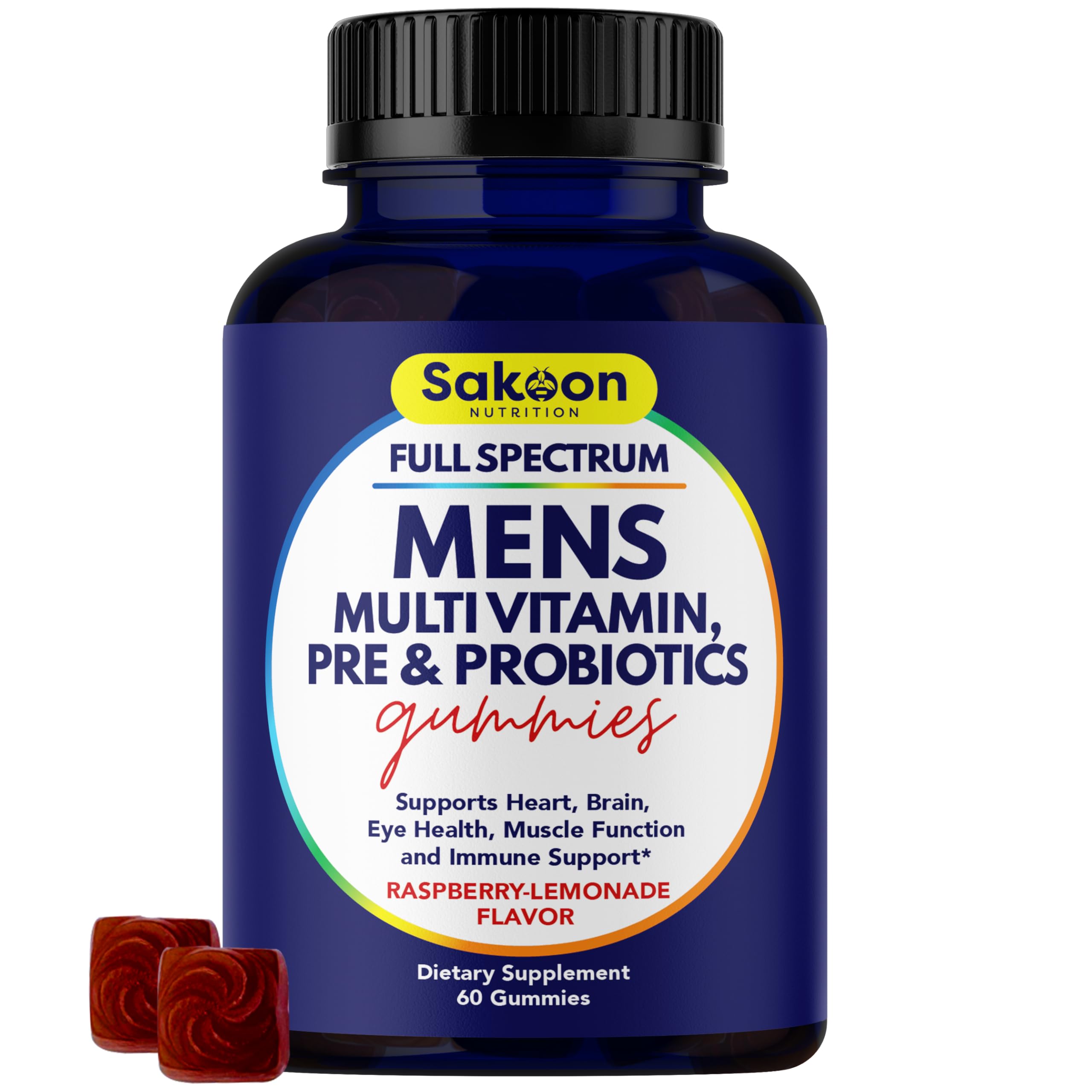 Sakoon Nutrition men's multivitamin gummies bottle front for daily use