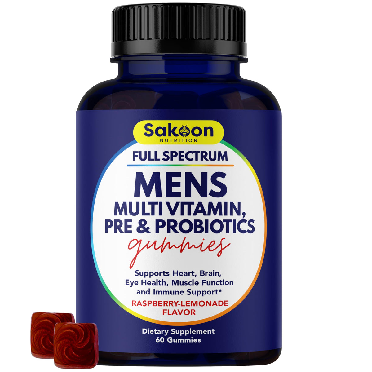 Sakoon Nutrition men's multivitamin gummies bottle front for daily use