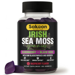 Sakoon Nutrition Irish Sea Moss Gummies elderberry bottle for daily wellness