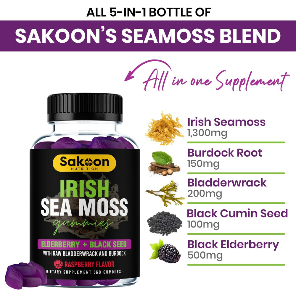 Sakoon Nutrition sea moss gummies daily dose of two gummies supports an active lifestyle
