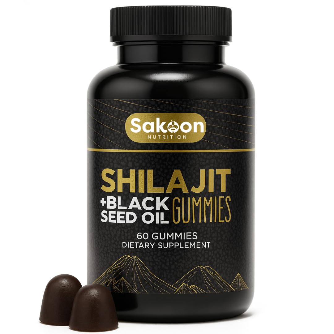 Sakoon Pure Shilajit Gummies bottle promoting energy and daily wellness.