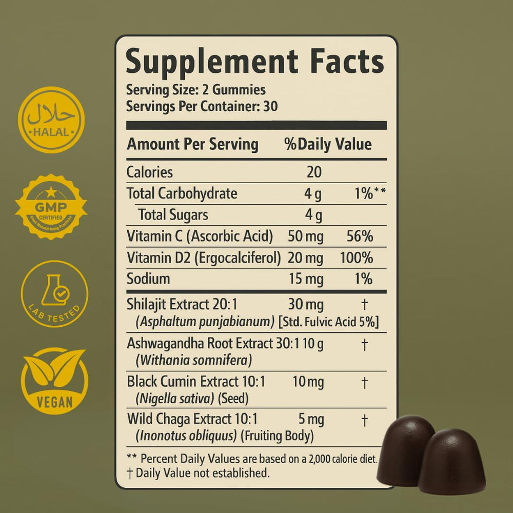 Sakoon Shilajit Gummies chew texture highlighting easy daily chew.